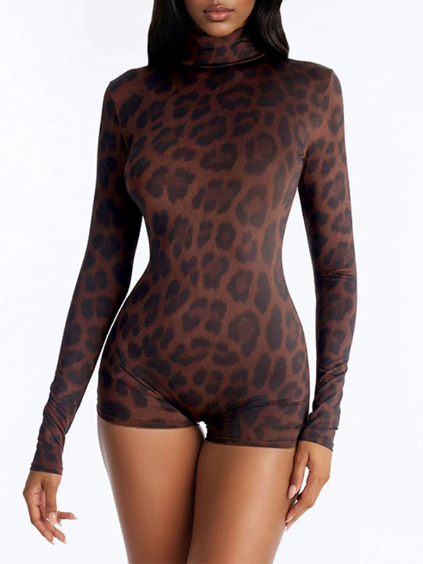 Leopard Mock-Neck Romper