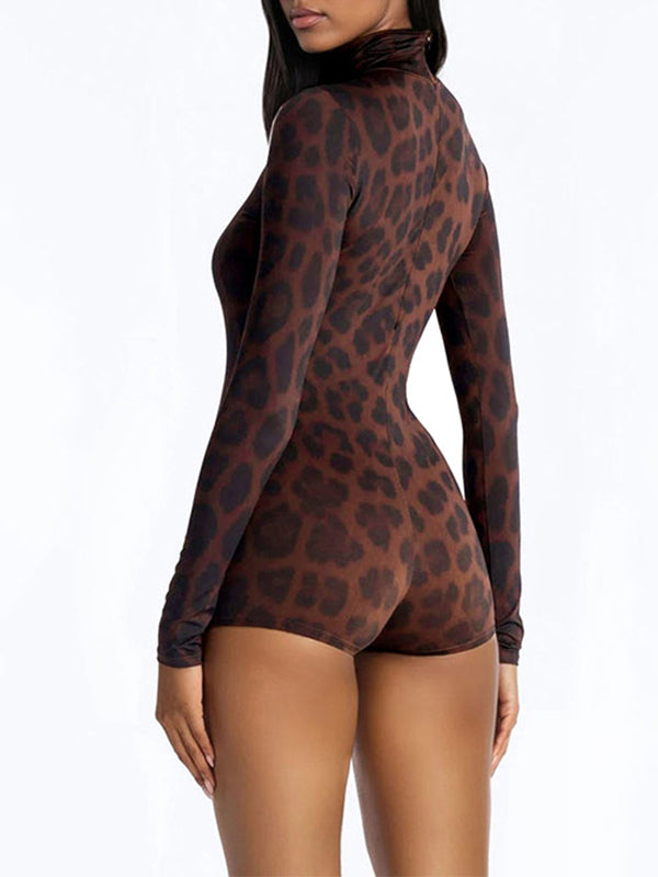 Leopard Mock-Neck Romper