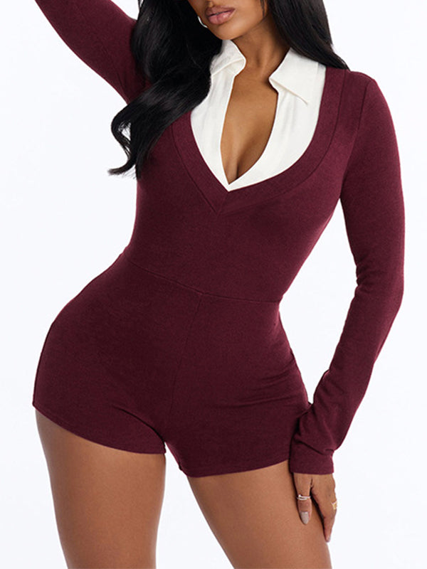 Contrast Collared Romper