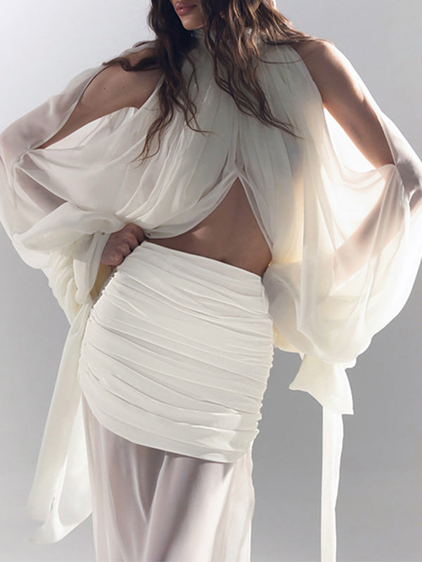 Cold-Shoulder Ruched Top