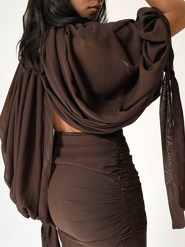 Cold-Shoulder Ruched Top