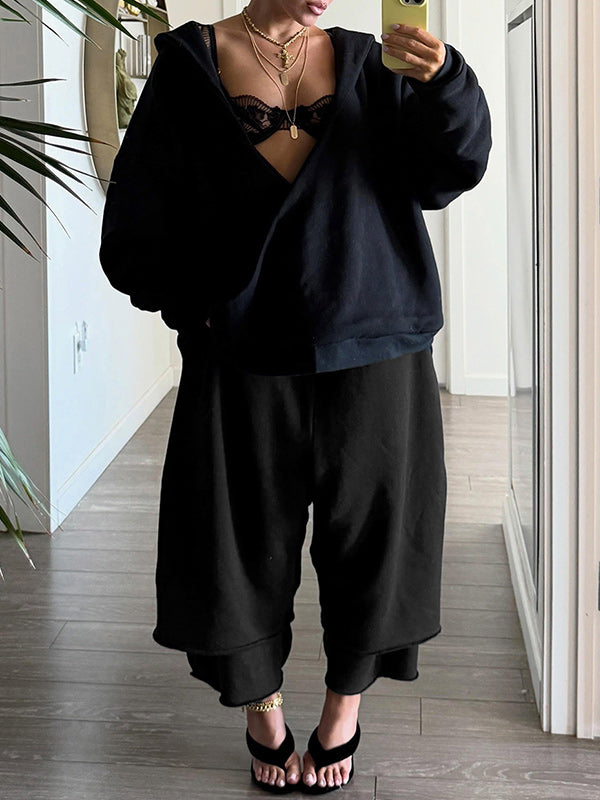 Wide-Leg Cropped Sweatpants
