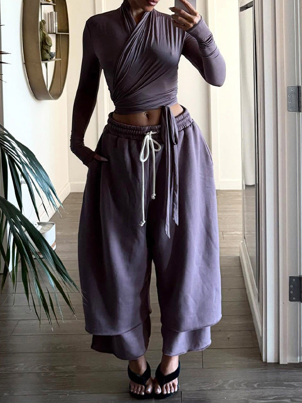 Wide-Leg Cropped Sweatpants