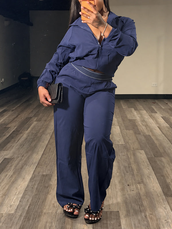 Zip-Front Jacket & Pants Set