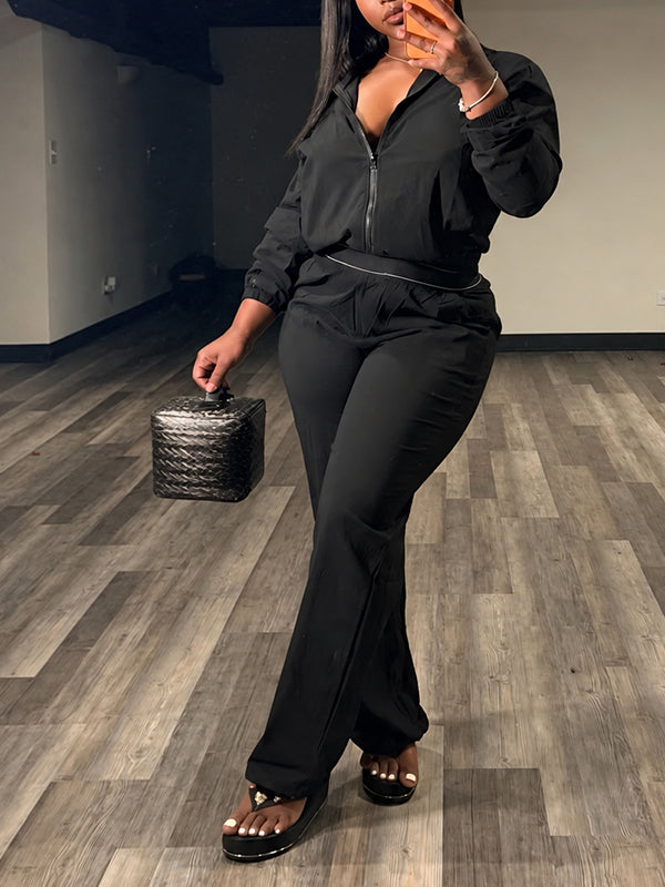 Zip-Front Jacket & Pants Set