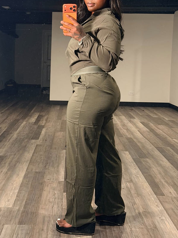 Zip-Front Jacket & Pants Set