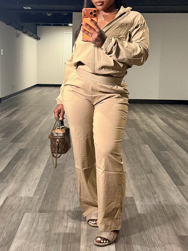 Zip-Front Jacket & Pants Set