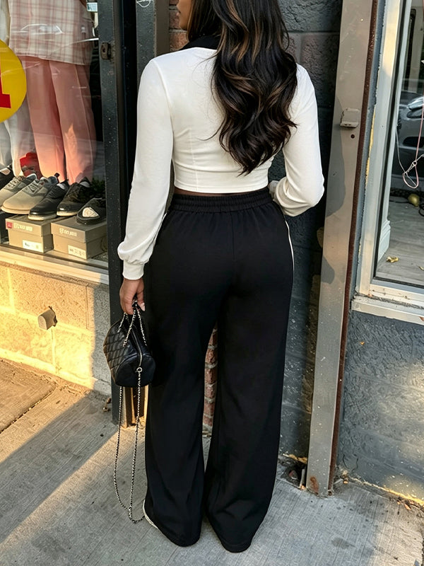 Stripe Zip-Front Jacket & Pants Set