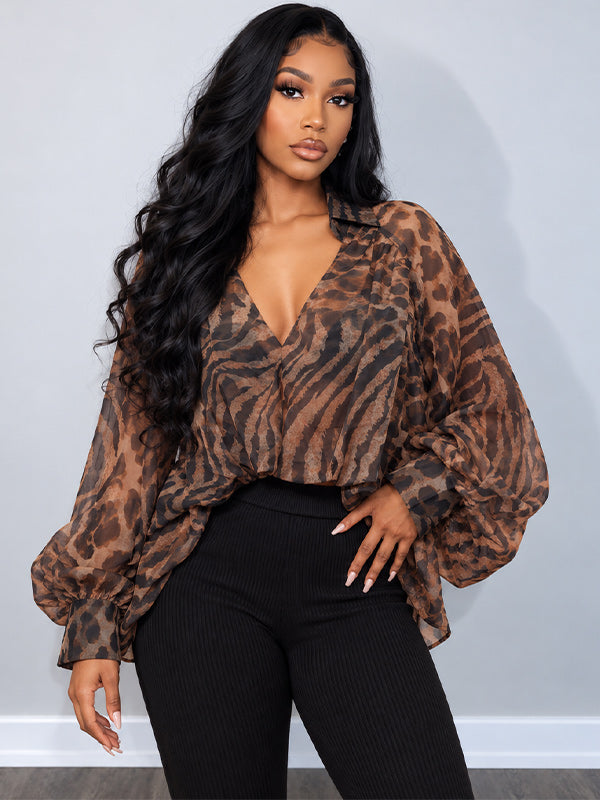 Leopard Sheer Blouse