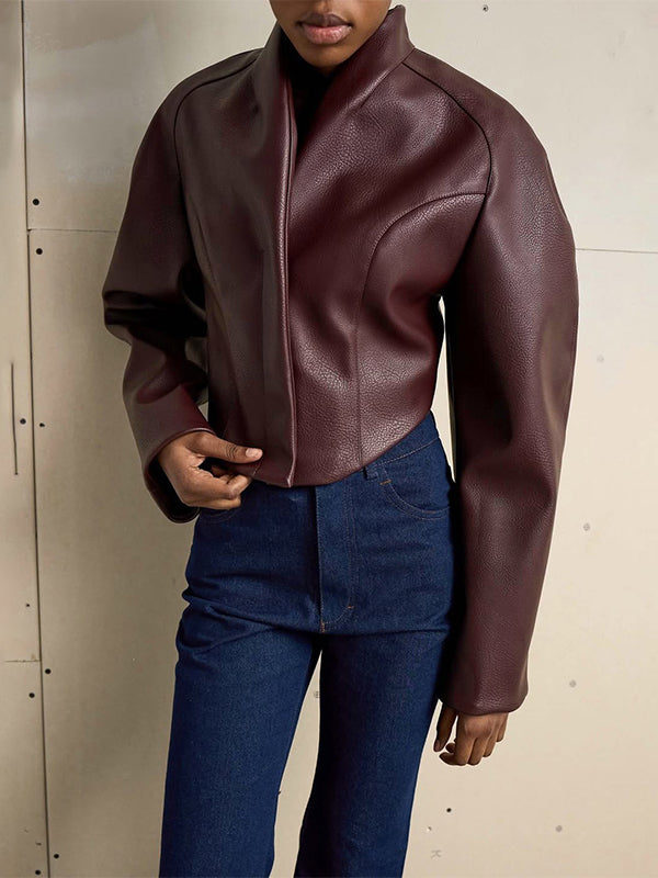 Sculpted Waist Faux Leather Jacket