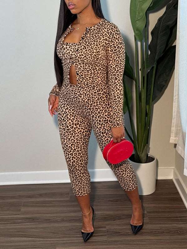 Leopard 3PC Capri Pants Set