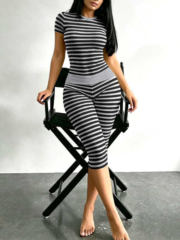 Stripe Tee & Capri Pants Set