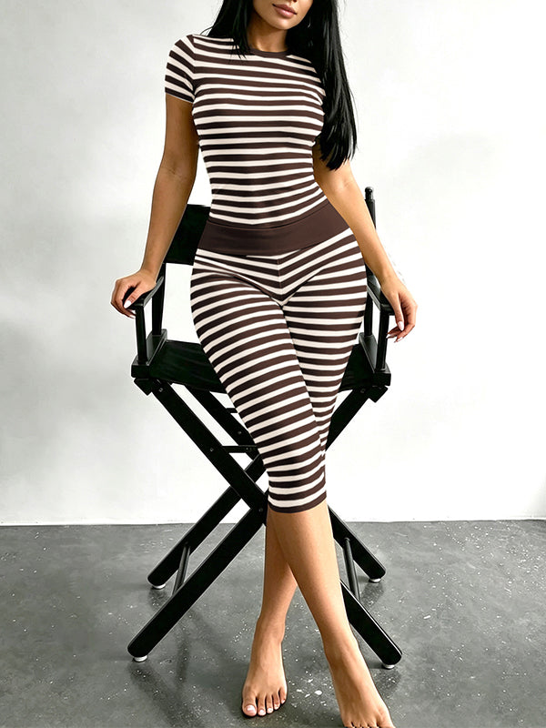 Stripe Tee & Capri Pants Set