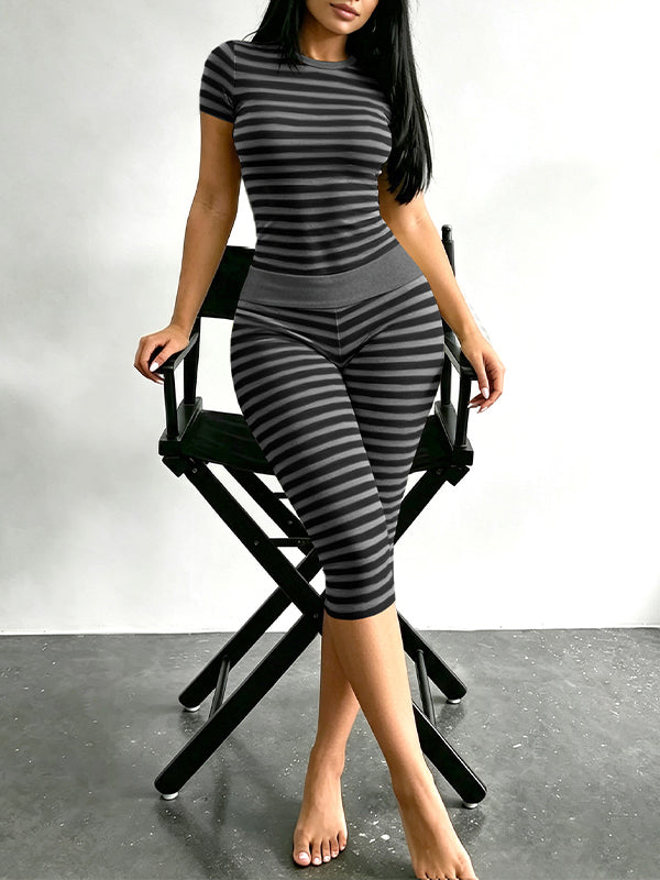 Stripe Tee & Capri Pants Set
