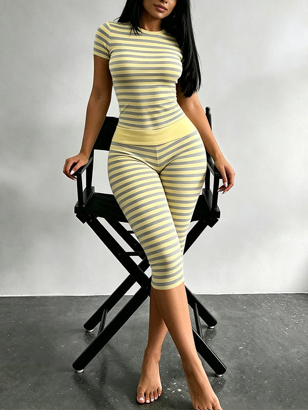 Stripe Tee & Capri Pants Set