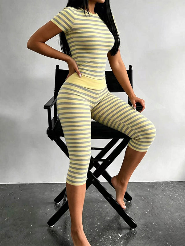 Stripe Tee & Capri Pants Set