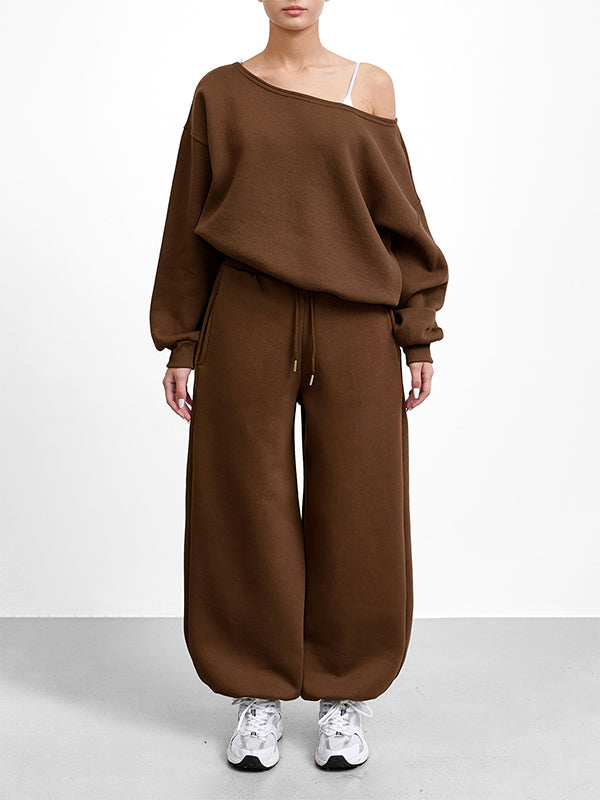 Boat-Neck Sweatshirt & Pants Set