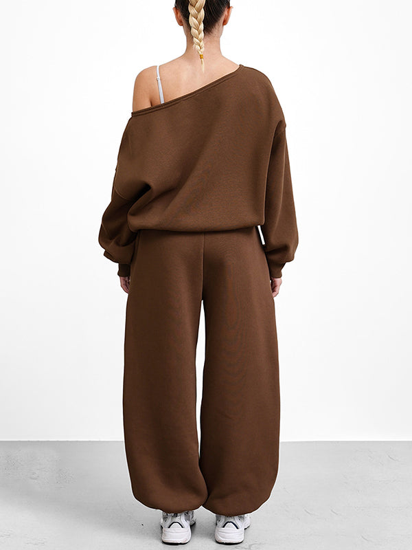 Boat-Neck Sweatshirt & Pants Set