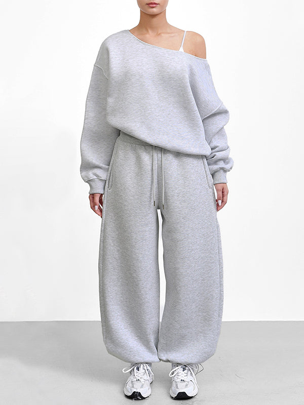 Boat-Neck Sweatshirt & Pants Set