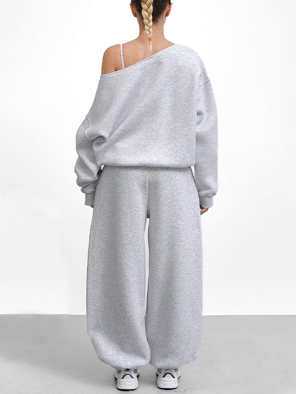 Boat-Neck Sweatshirt & Pants Set