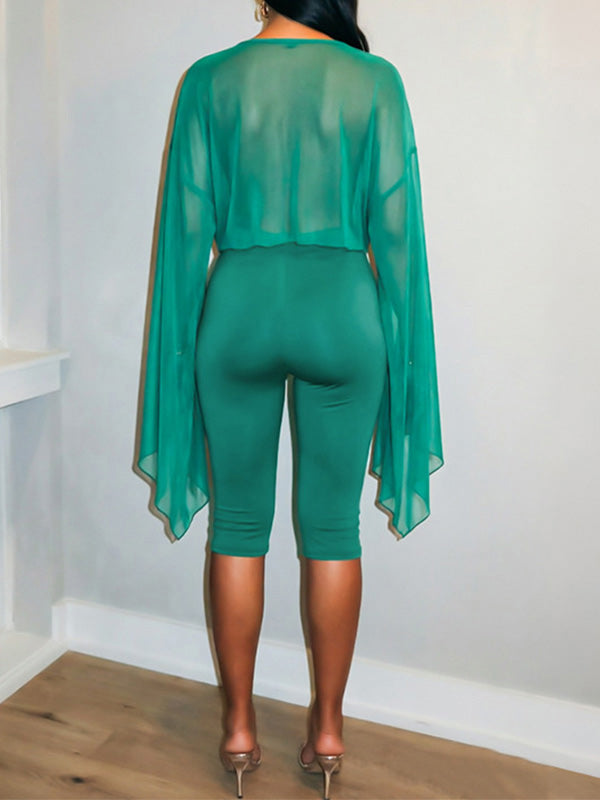Cowl-Neck Top & Capri Pants Set