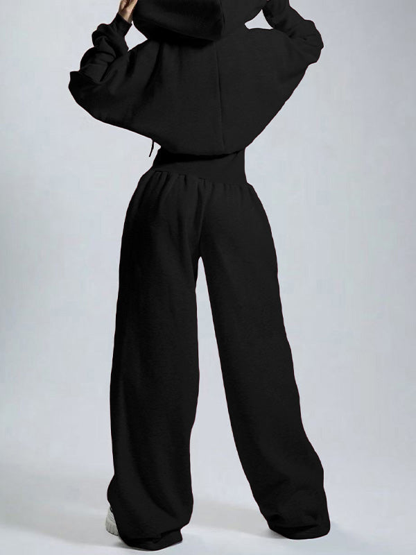 Hooded Zip-Front Wide-Leg Jumpsuit