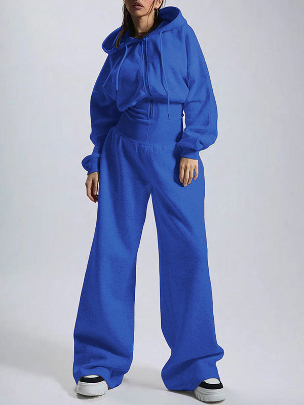 Hooded Zip-Front Wide-Leg Jumpsuit