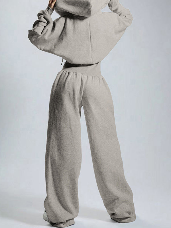 Hooded Zip-Front Wide-Leg Jumpsuit