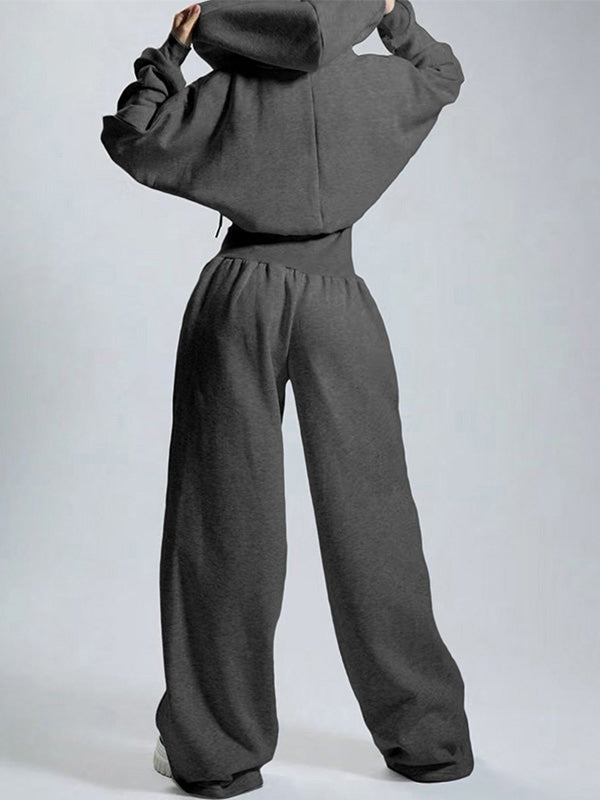 Hooded Zip-Front Wide-Leg Jumpsuit
