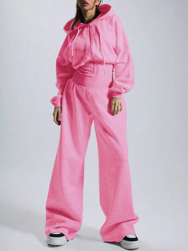 Hooded Zip-Front Wide-Leg Jumpsuit