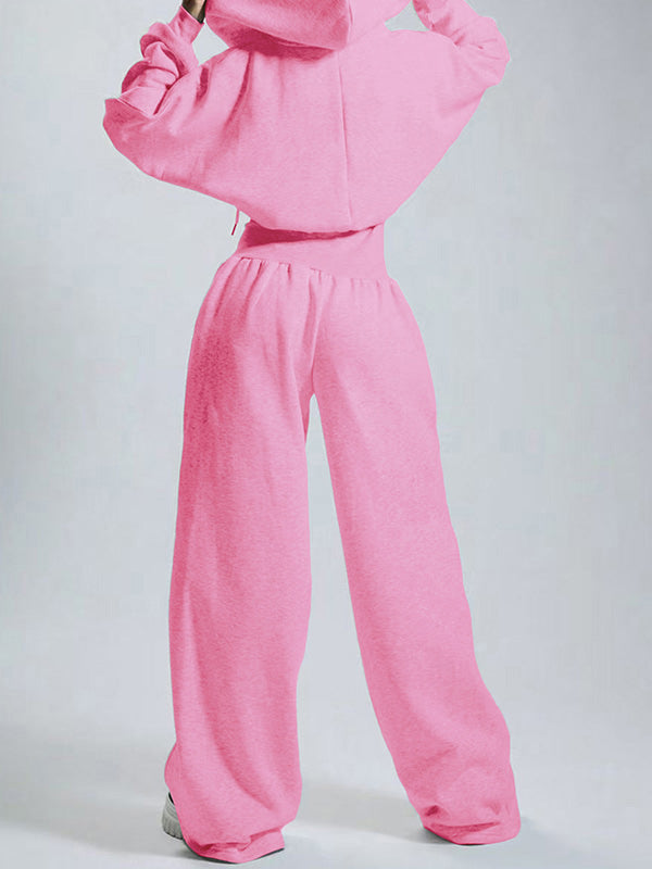 Hooded Zip-Front Wide-Leg Jumpsuit