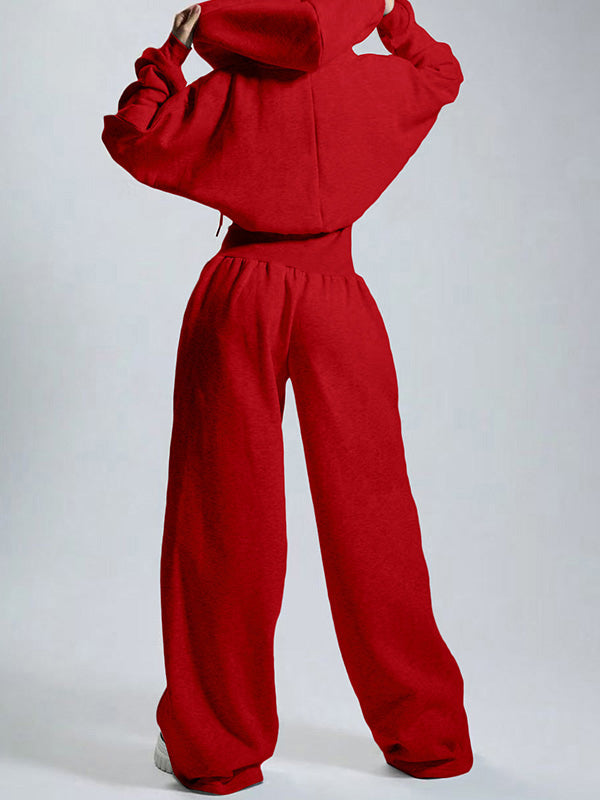 Hooded Zip-Front Wide-Leg Jumpsuit