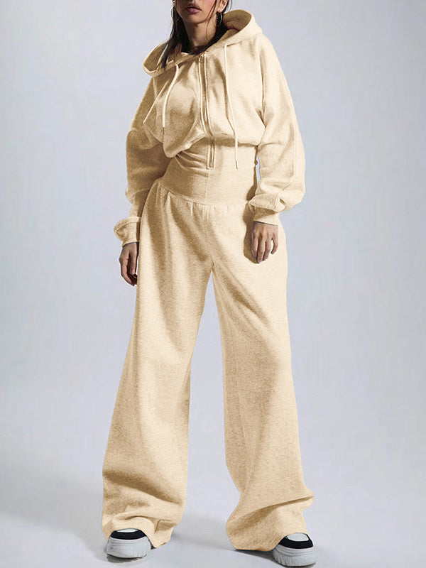 Hooded Zip-Front Wide-Leg Jumpsuit