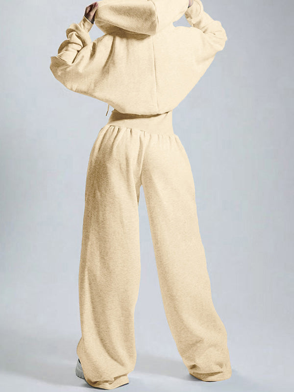 Hooded Zip-Front Wide-Leg Jumpsuit