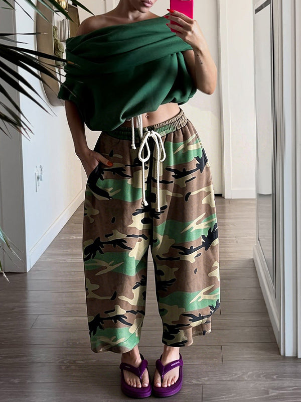 Camo Wide-Leg Sweatpants