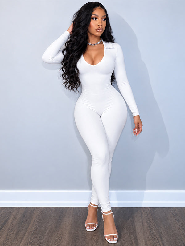 Lace-Up Skinny Jumpsuit