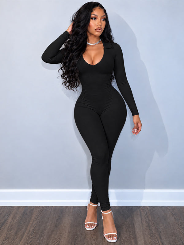 Lace-Up Skinny Jumpsuit