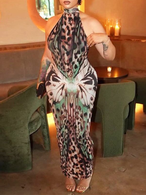 Leopard Halter Bodycon Dress