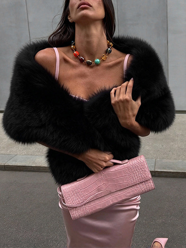 Faux Fur Cape Shawl