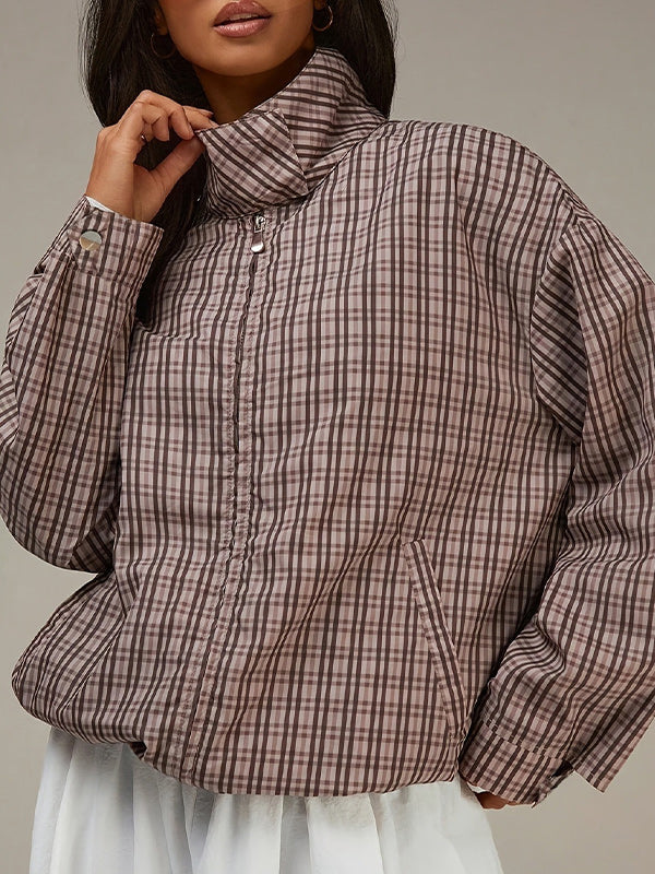 Plaid Zip-Front Jacket