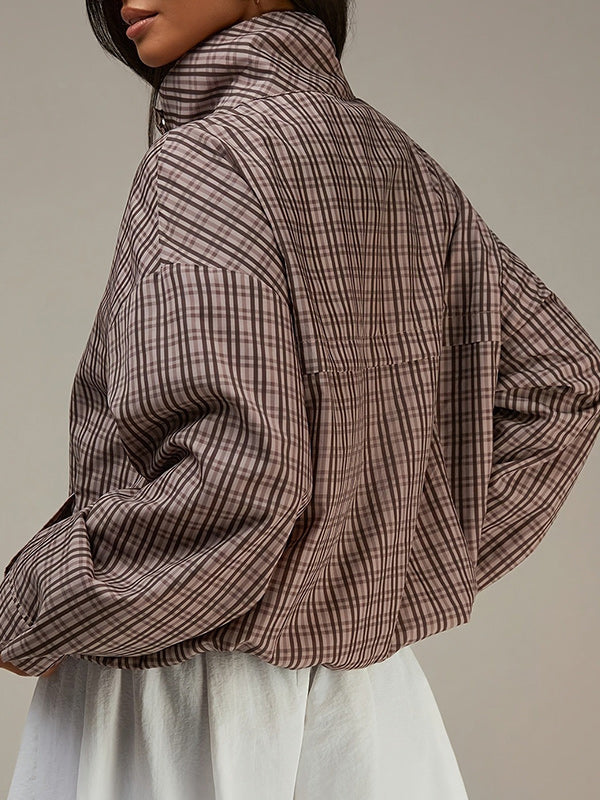 Plaid Zip-Front Jacket