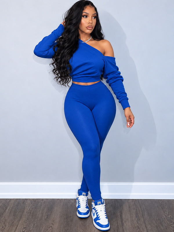 One-Shoulder Sweatshirt & Pants Set
