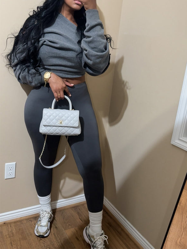 One-Shoulder Sweatshirt & Pants Set