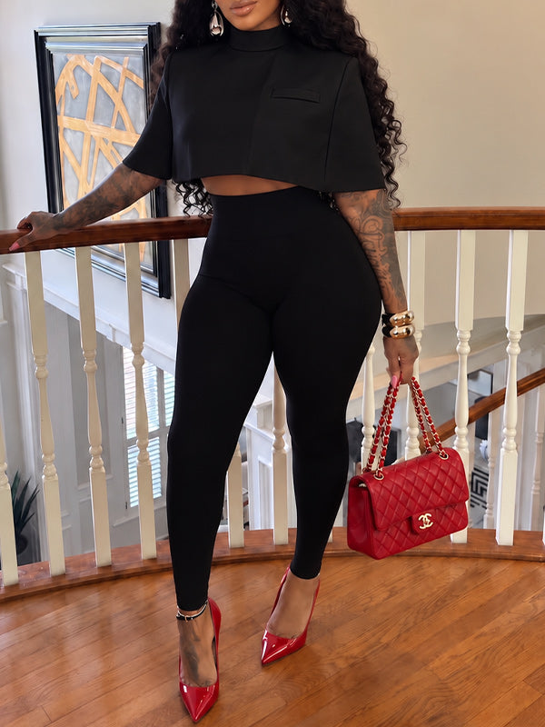 Mock-Neck Cape Top