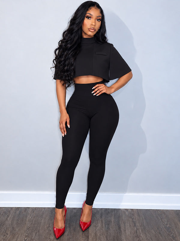 Mock-Neck Cape Top