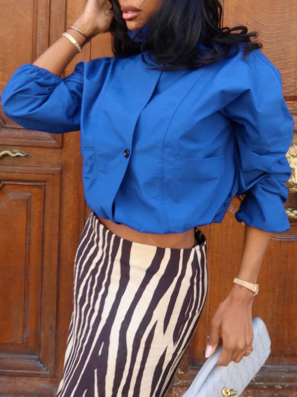 Stand-Collar Button-Up Jacket