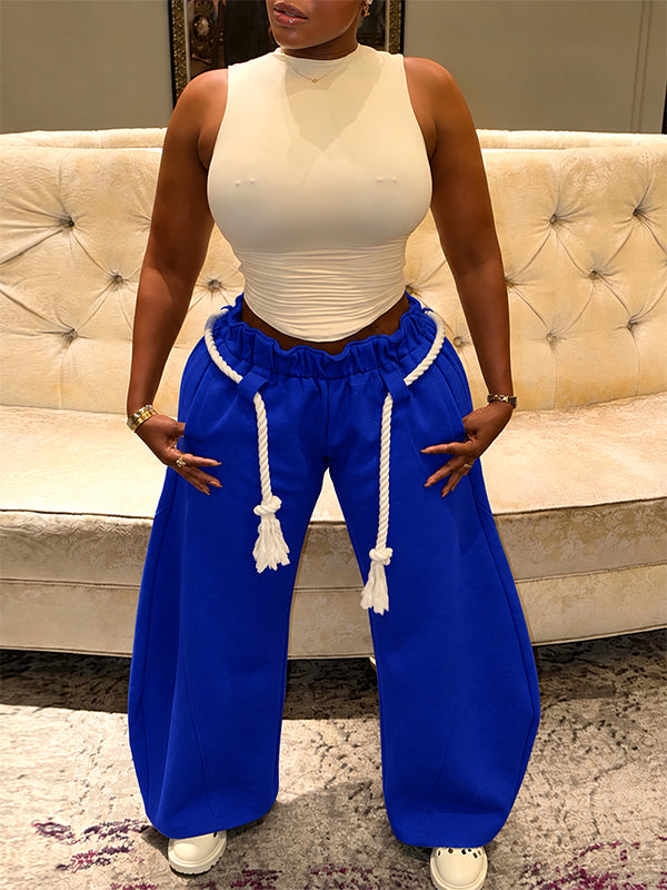 Drawstring Wide-Leg Sweatpants