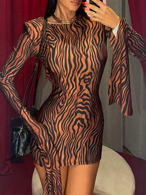 Printed Open-Back Bodycon Dress