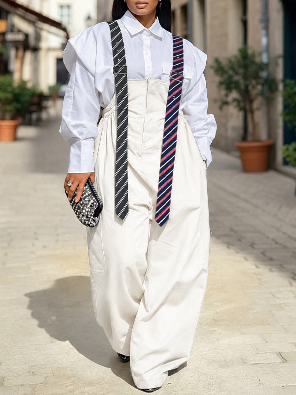Preppy Tie Cargo Overalls