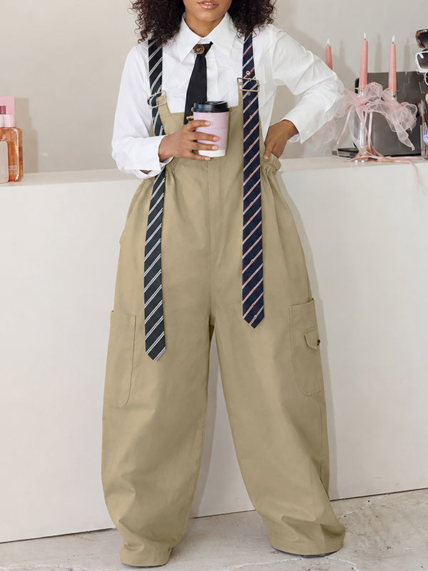 Preppy Tie Cargo Overalls